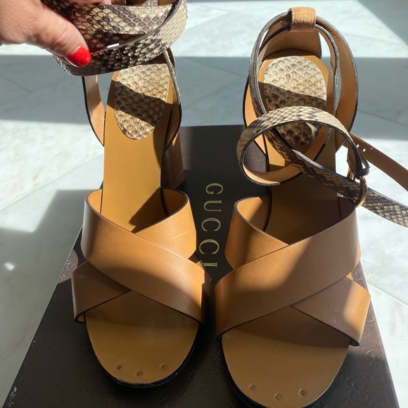 Gucci Python Ankle Wrap Heel Sandal - Picture 3 of 16